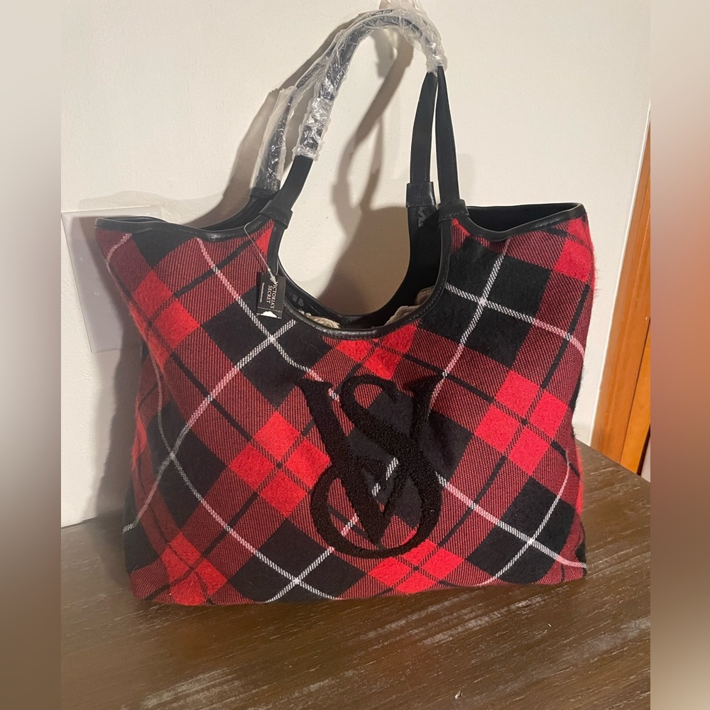 NWT - Victoria’s Secret Buffalo Red Plaid Tote Bag